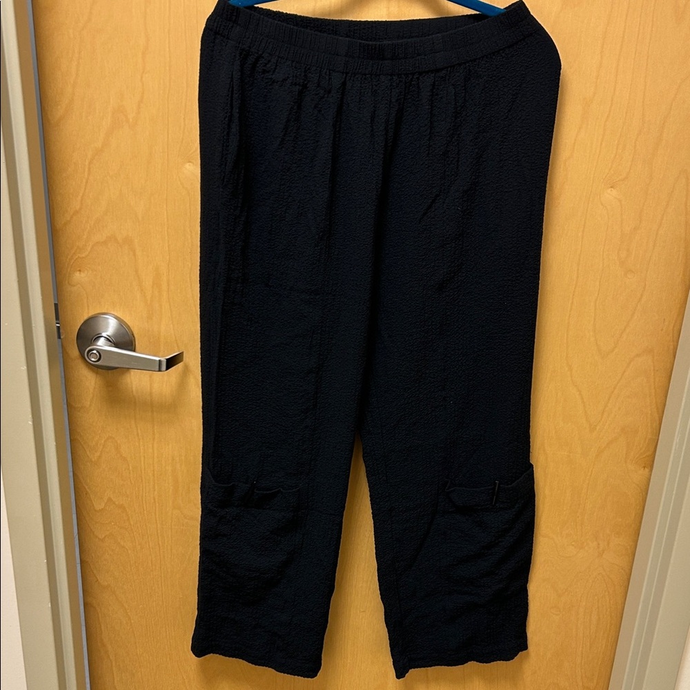 Ali Miles Black Textured Cropped Pant